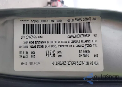 2006 Chrysler 300C z USA, uszkodzony, nr VIN 2C3KA63H96H299832